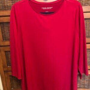Susan Graver Liquid Knit 3/4 Sleeve Red Top - Think Holidays!!